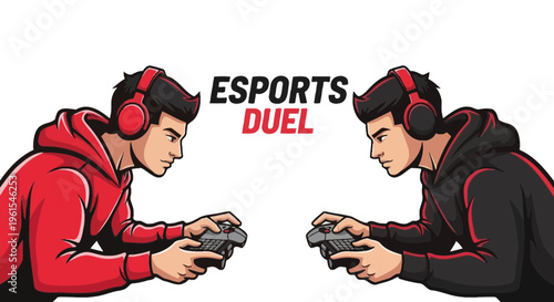 Intense Esports Competition Confrontation Between Two Gamers