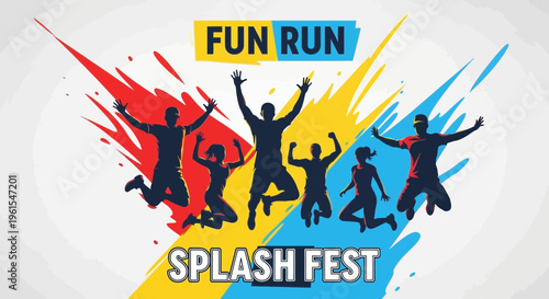 Joyful Participants Celebrating A Colorful Fun Run And Splash Fest Event Together