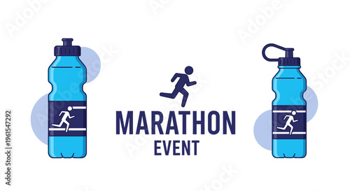 Marathon Event Design Illustrating Hydration, Sport, and Endurance for Active Lifestyle Enthusiasts