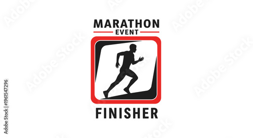 Marathon Event Finisher Silhouette Sports Icon Logo Design