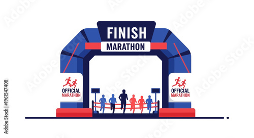 Marathon Finish Line: A Vibrant Illustration Of Runners Crossing The Finish Arch