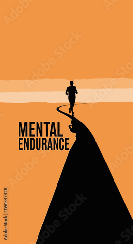 Man Running On A Winding Path Toward The Horizon Mental Endurance