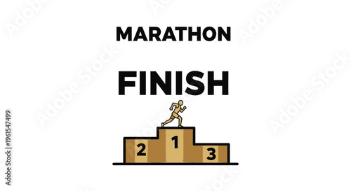 Marathon Finish Line Illustration Depicting Victory and Success on the Podium