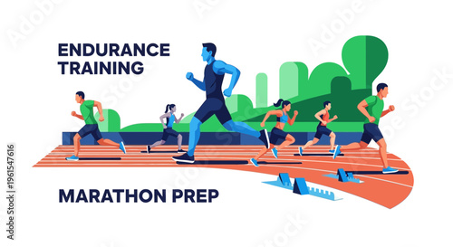 Marathon Runners Practicing Endurance On The Track As Part Of Their Training Regimen