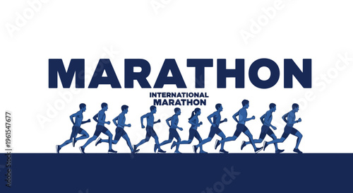 Marathon Runners Silhouette: International Race Illustration for Sports and Fitness Activities