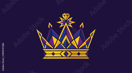 Elegant Royal Crown Design on a Deep Purple Background.