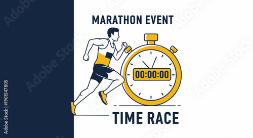 Marathon Time Race Graphic Runner With Stopwatch