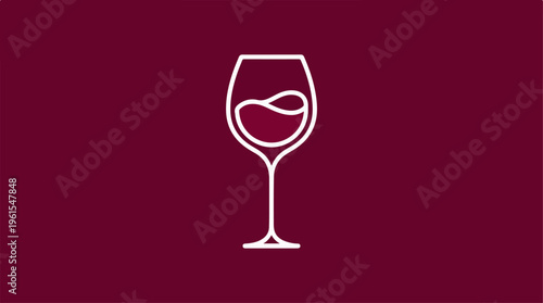 Elegant Wine Glass Icon on a Rich Burgundy Background.