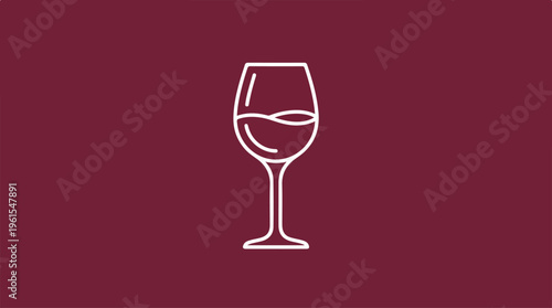 Elegant Wine Glass Silhouette on a Rich Burgundy Background.