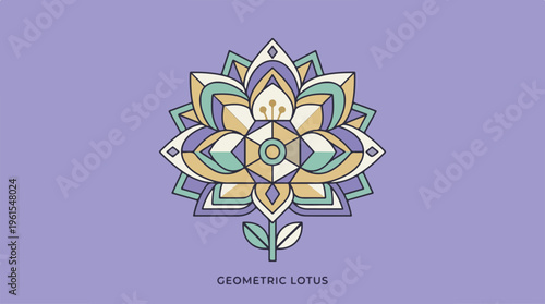 Esoteric Lotus Flower Design on a Purple Background.
