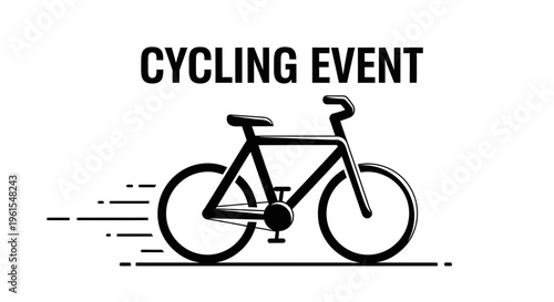 Minimalist Cycling Event Illustration in Bold Black and White Style for Promotional Use