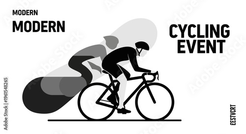 Minimalist Design Depicting A Modern Cycling Event in Striking Black And White