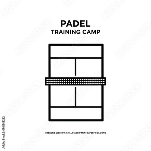 Minimalist Design Depicting Padel Training Camp, Focused on Skill Development and Expertise
