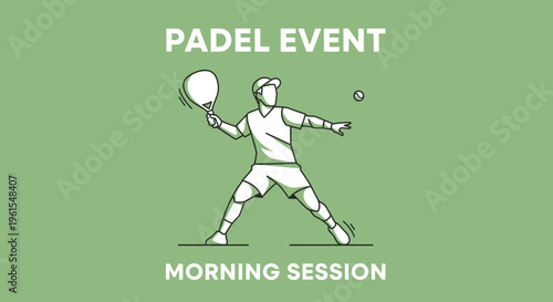 Minimalist Padel Illustration Showing Play During Morning Session With Graphic Design