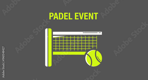 Minimalist Padel Illustration Depicting a Vibrant Tennis Event in a Dynamic Sport Environment