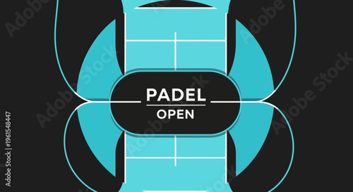 Minimalist Padel Open Tournament Advertising Design With Geometric Shapes and Bold Text