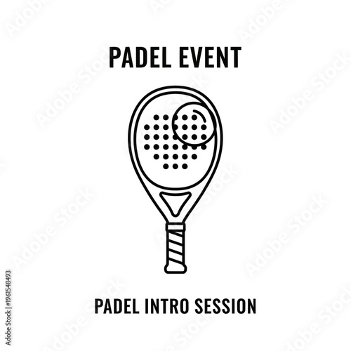 Minimalist Padel Racket Illustration Depicting Introductory Session and Sporting Event Design