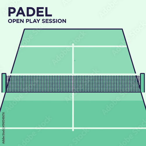 Minimalistic Illustration Of A Padel Court Design For Open Play Sessions And Tournaments