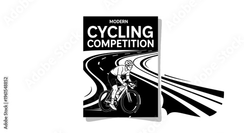 Modern Cycling Competition Depicted With Cyclist Silhouette on Winding Roadway