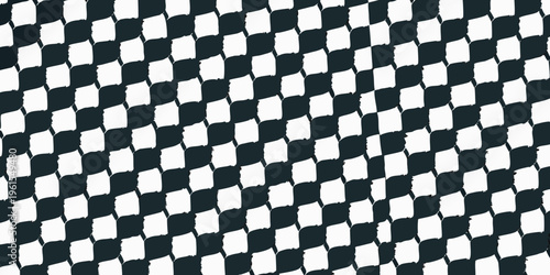A black and white checkered pattern with slightly irregular shapes