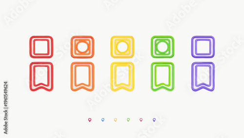 Colorful paperclips arranged in rows showcasing various shapes and hues