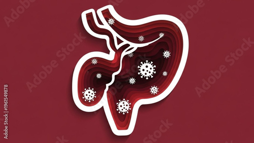 World Digestive Health Day Diseased Intestines with Viral Particles A Visual Representation of Gastrointestinal Health Issues