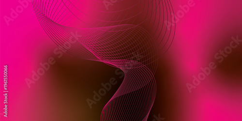 Bright DeepPink and marron glowing ribbons flowing upward from a dark shadowy base across a subtle grainy texture with soft luminous highlights, modern abstract banner design