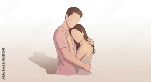 Man Hugging Woman in Love Embrace 1.