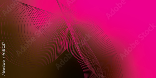 Bright DeepPink and marron glowing ribbons flowing upward from a dark shadowy base across a subtle grainy texture with soft luminous highlights, modern abstract banner design