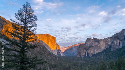 Yosemite Valley with El Capitan and Bridalveil Fall.