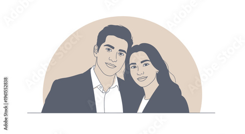 Young adult couple smiling together.