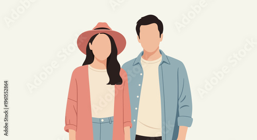 Young adult couple standing together smiling 2.