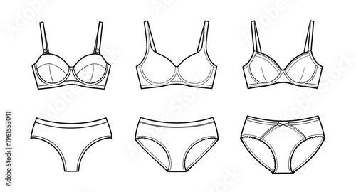 underwear, lingerie, panties, bra, women underwear illustration, lingerie line art, underwear outline drawing, clothing sketch, fashion illustration, apparel design, underwear vector, clipart illustra
