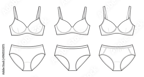 underwear, lingerie, panties, bra, female underwear, women lingerie, underwear line drawing, lingerie outline, line art, outline drawing, simple underwear sketch, black and white lingerie, monochrome 