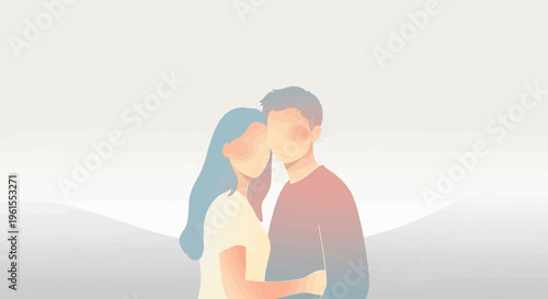 Young couple embracing each other tightly.