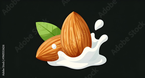 almonds, almond, nut, nuts, almond milk, milk splash, splash, dairy free, vegan milk, healthy food, organic almonds, raw almonds, almond with leaves, green leaves, plant based milk, lactose free milk,