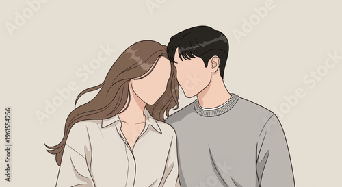 Young couple in romantic embrace together.