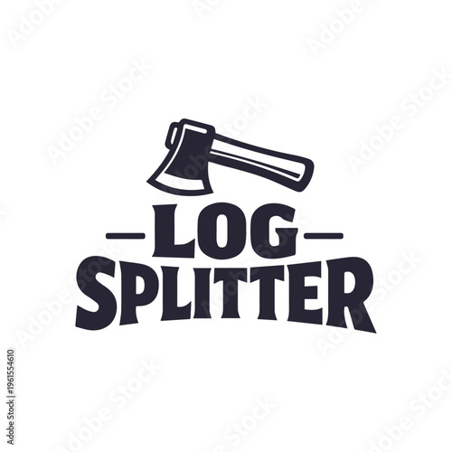 Vintage Log Splitter Axe Emblem Vector Graphic For Woodcutting