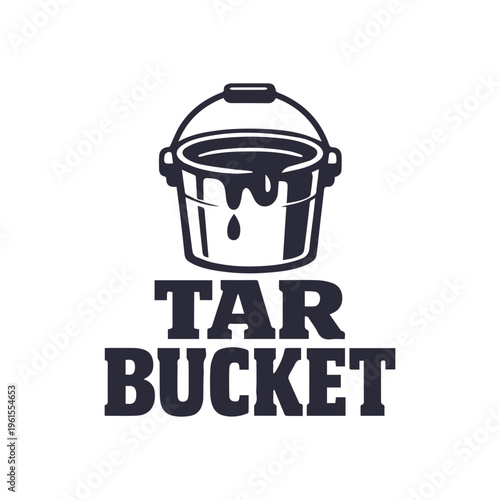 Bold Tar Bucket Logo Vector Illustration for Construction and Roofing