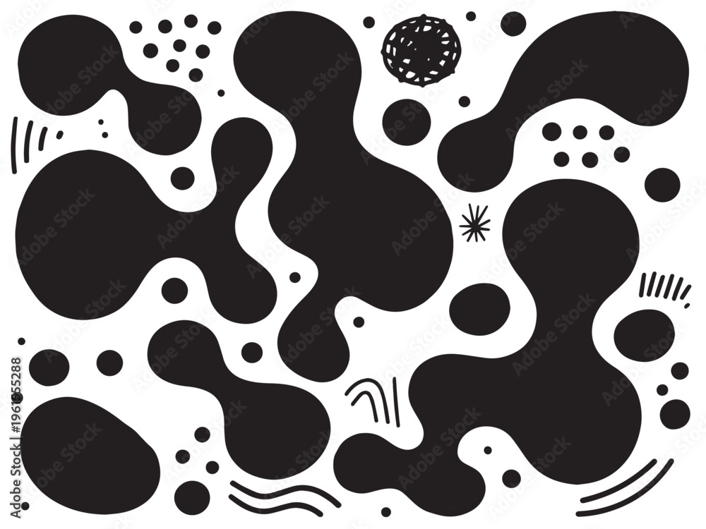 Fototapeta premium Messy Modern Doodle Chaos – High Contrast Abstract Blob Pattern