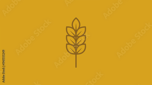 Golden wheat stalk illustration on a warm yellow background, simple design.