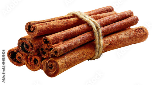 Cinnamon Sticks: A rustic bundle of cinnamon sticks tied together with natural twine, inviting a sense of warmth and spice.