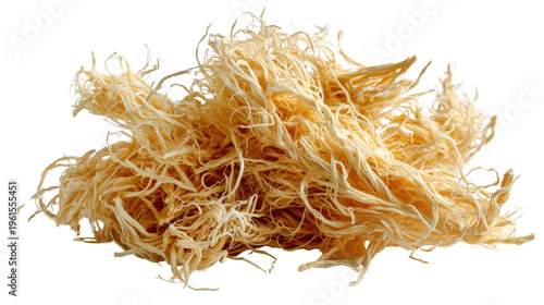 Wood wool texture: A pile of wood wool, a versatile and sustainable material, its pale strands forming a natural texture.