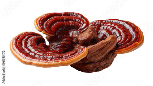 Reishi Mushroom Composition: An artistic presentation of Reishi mushrooms, showcasing their unique form, texture, and natural elegance, ready to offer their health benefits.