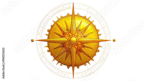 Golden Compass Rose: A radiant compass rose, meticulously crafted in gleaming gold, guides the viewer with its intricate design and timeless allure.