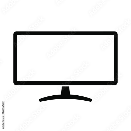 Minimalist black outline icon of a modern computer monitor with an empty screen on white background.