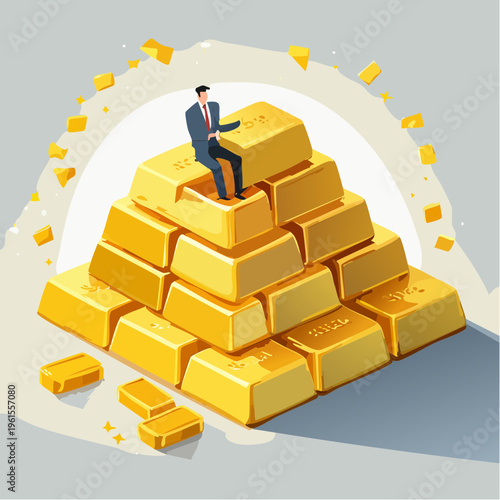 金延べ棒と考えるサラリーマン投資成功ベクター