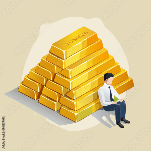 金延べ棒と考えるサラリーマン投資成功ベクター