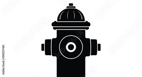 Simple black silhouette graphic icon representing a municipal fire hydrant against a white background