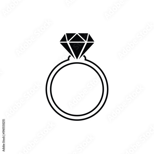 Elegant diamond ring vector icon symbolizing love, luxury, commitment, and timeless beauty